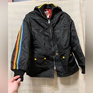 Thermo King Vintage Black Ski Jacket Rainbow 80’s retro cool